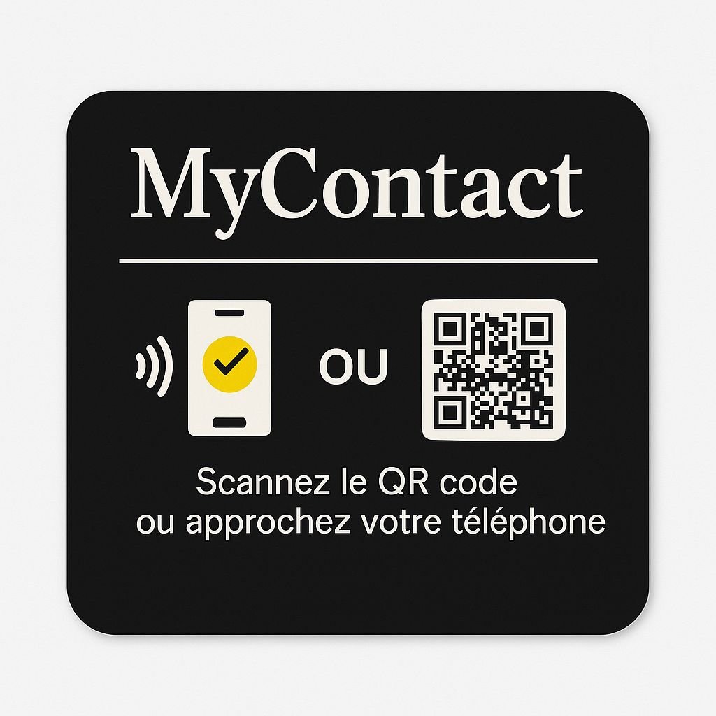 Plaque MyContact NFC et QR code Vlynk